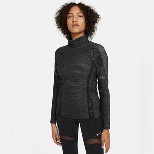 Nike Pro HyperWarm Black/Gray Pullover Long Sleeve Top size Small EUC
